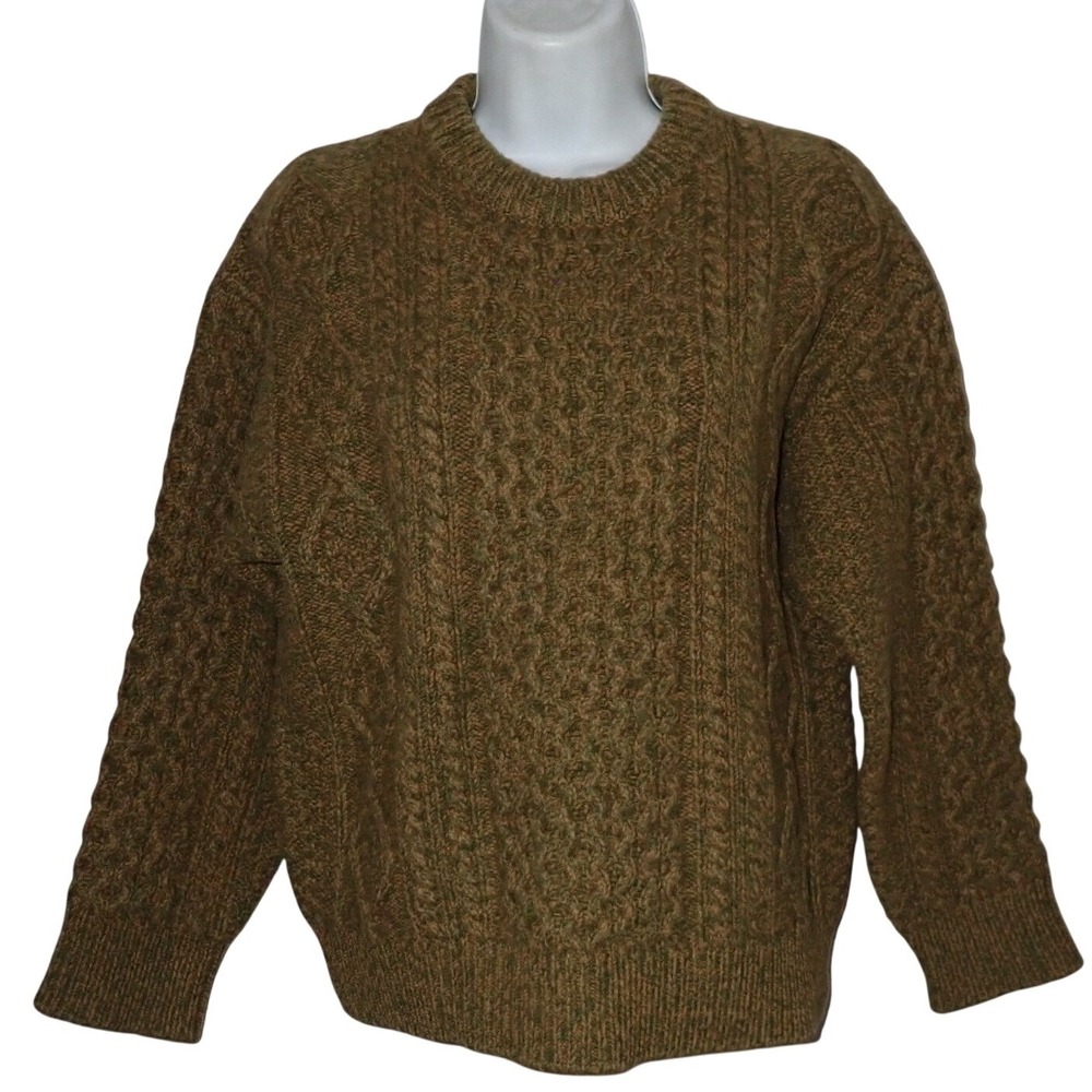 Petite Gamine Co Knit Sweater‎ Moss Green Cable Knit Crew Neck Women's Medium